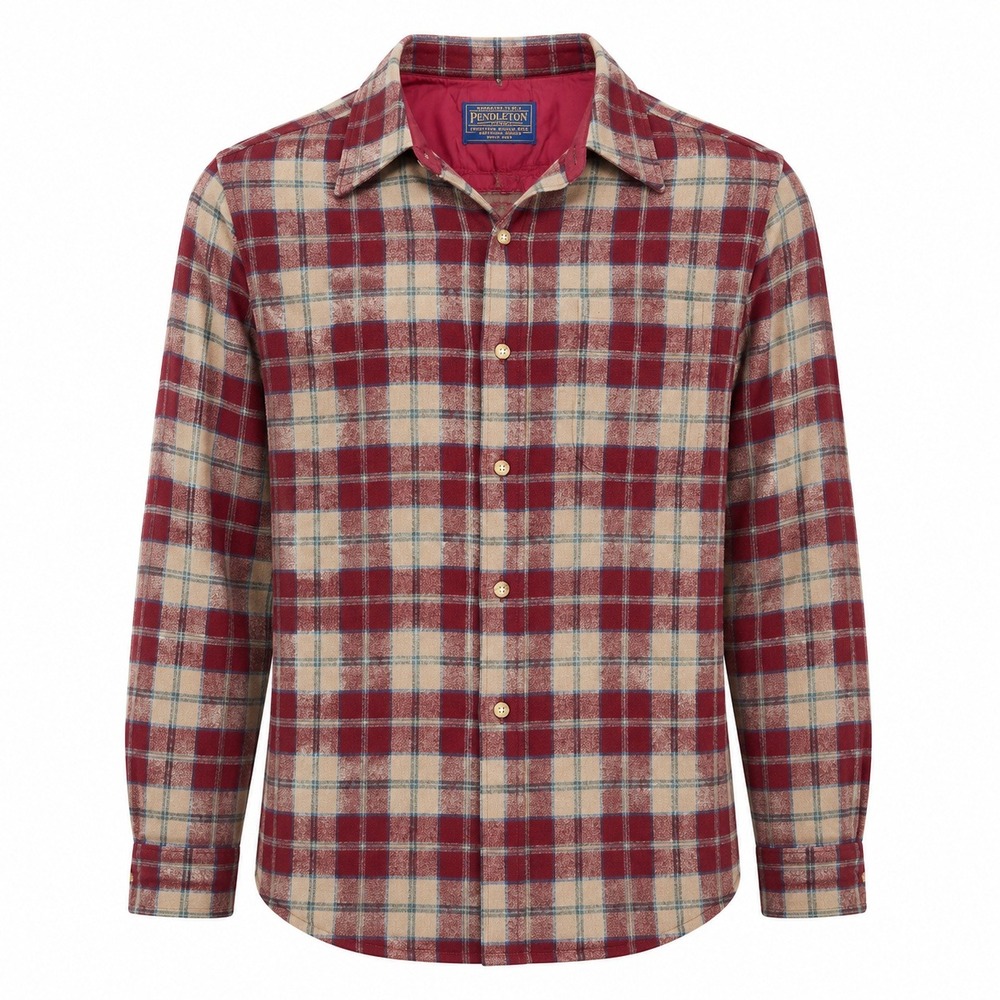 Vintage 60s Pendleton Wool Flannel Shirt Red Plaid Shirt Men's Large